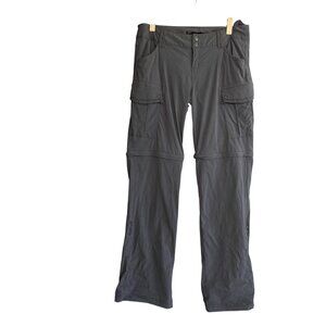 Prana Ripstop Straight Leg Roll Up Convertible Cargo Pants Women 4 Gray Hiking